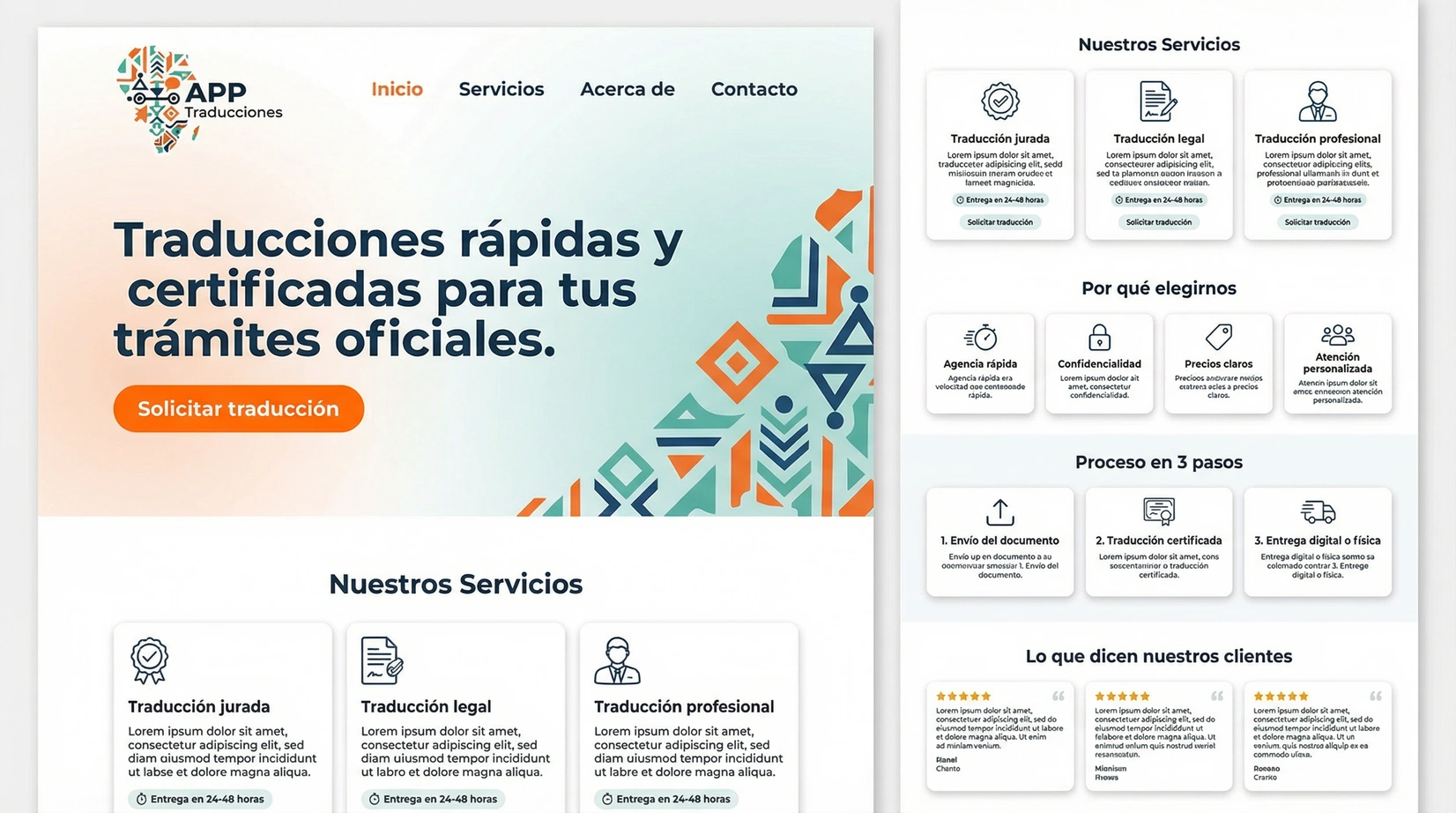 Mockup web incluido en el manual; propuesta visual con contenido de muestra
