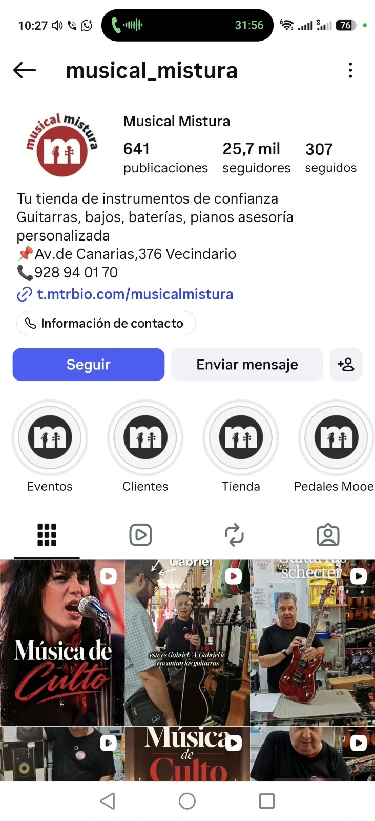 Perfil reciente de Musical Mistura con 25,7 mil seguidores