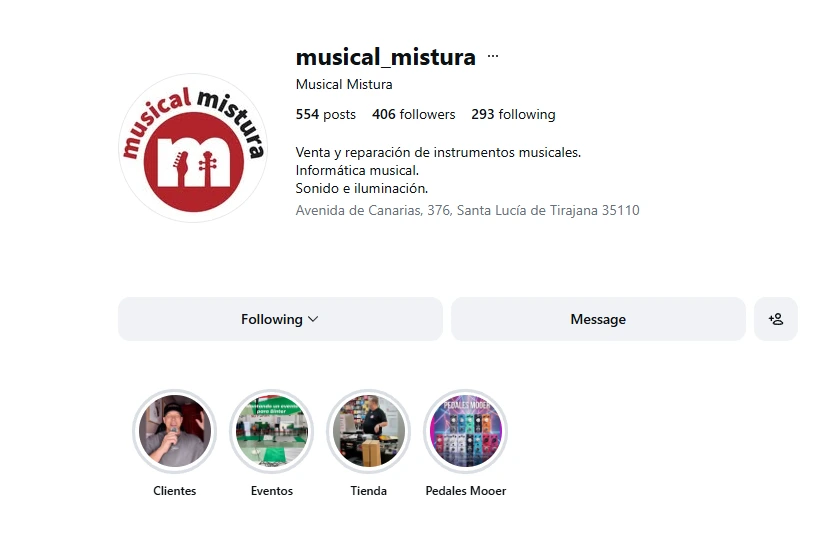 Captura anterior del perfil con 406 seguidores y 554 publicaciones